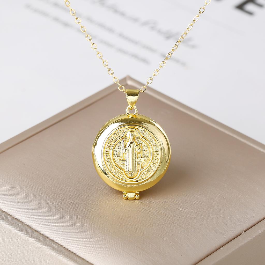 New Trendy Openable Religious Virgin Mary Saint Jude Zircon Photo Box Pendant Necklace for Female Male Daily Party Jewelry