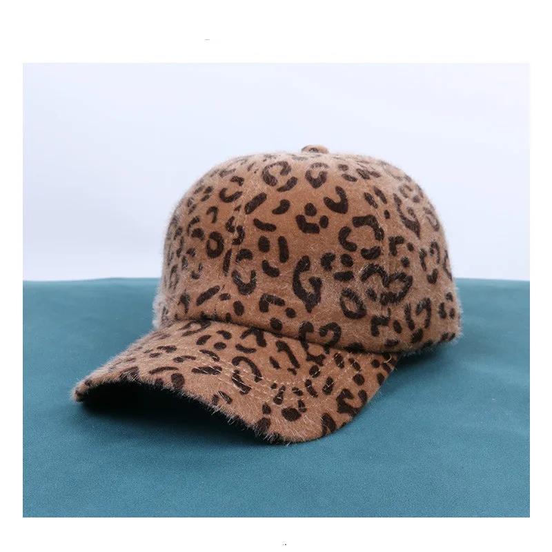 

Unisex Hat Women Autumn and Winter Leopard Print Baseball Cap Outdoor Warm Plush Cap for Men хаки
