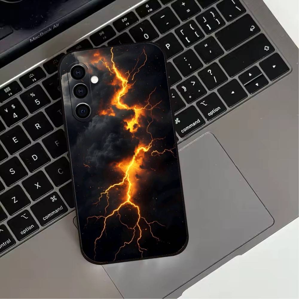 Dark Night Lightning Phone Case For Samsung Galaxy A73,A72,A71,A70,A53,A52,A51,Soft Silicone Black Cover