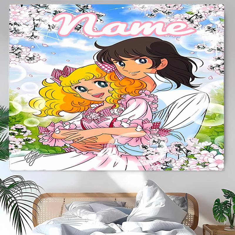 Personalized Candy Candy Background Tapestry,Custom Name Birthday Party,Multifunctional Wall Decoration for Home Decor,Various Occasions
