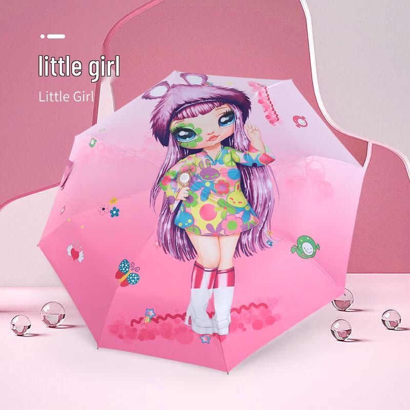 Kids Automatic Cartoon Folding Sun/Rain Umbrella 21 inch 8-Rib