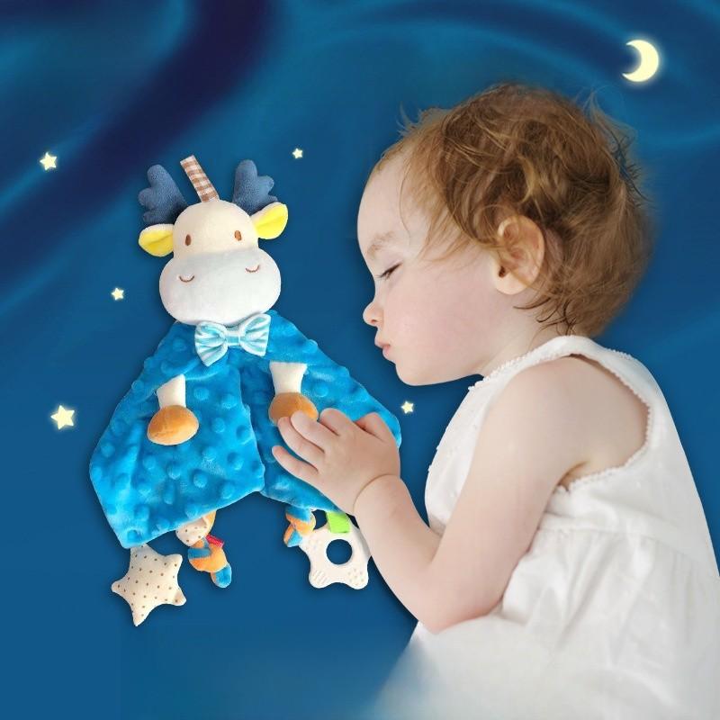 Baby Plush Cow Soothing Toy With Crinkle Sound For Newborn Sleep Aid