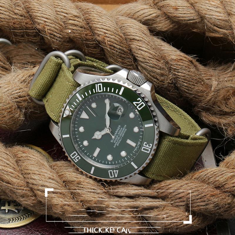 Classic Thickened Canvas Strap 20mm 22mm 24mm 26mm Rugged Nylon Military Straps Retro Watchband Braid Ballistic Fabric Bands for Tudor