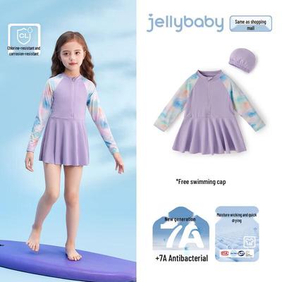 JELLYBABY Girls' Sporty One-Piece Skirt Swimsuit