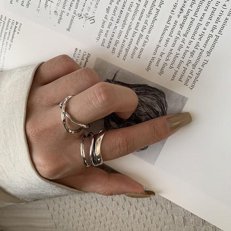 Stylish Korean 925 Silver Cross Twisted X Ring For Women Adjustable Fashion Accessory