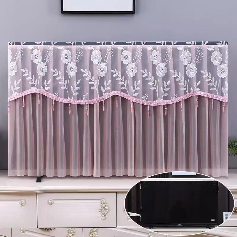 1pcs European Style Lace TV Cover Brand Universal Liquid Crystal TV Cover Cloth Anti Dust and Sun Protection Home Decoration Fabric Easy To Clean