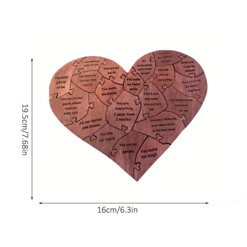 Anniversary 20 Reasons Why I Love You Wooden Couple Love Puzzle Puzzle in Wood Box  For Him and Her
