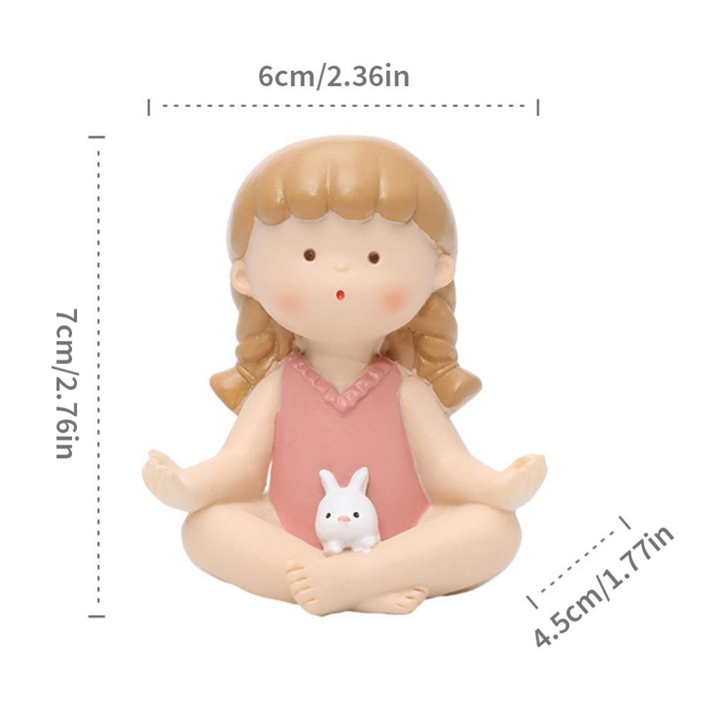 Multicolor Resin Sculpture Little Yoga Girl Home Decorative Ornaments Figurines Miniature Crafts Gifts Car Console Decoration