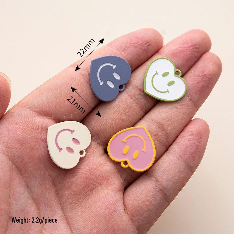 Alloy Heart & Smiley Face Pendant Necklace, Bracelet & Keychain Charm