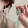 Simple Chinese Classic Earrings Elegant Lotus Water Drop Earrings Lotus Pendant Ear Hooks  Girl
