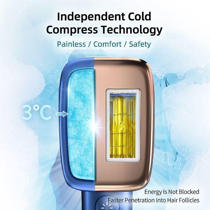 Pulsed Light Epilator with Freezing Function 500,000 Flashes IPL Laser Hair Removal Hair Removal Care for Underarms Body