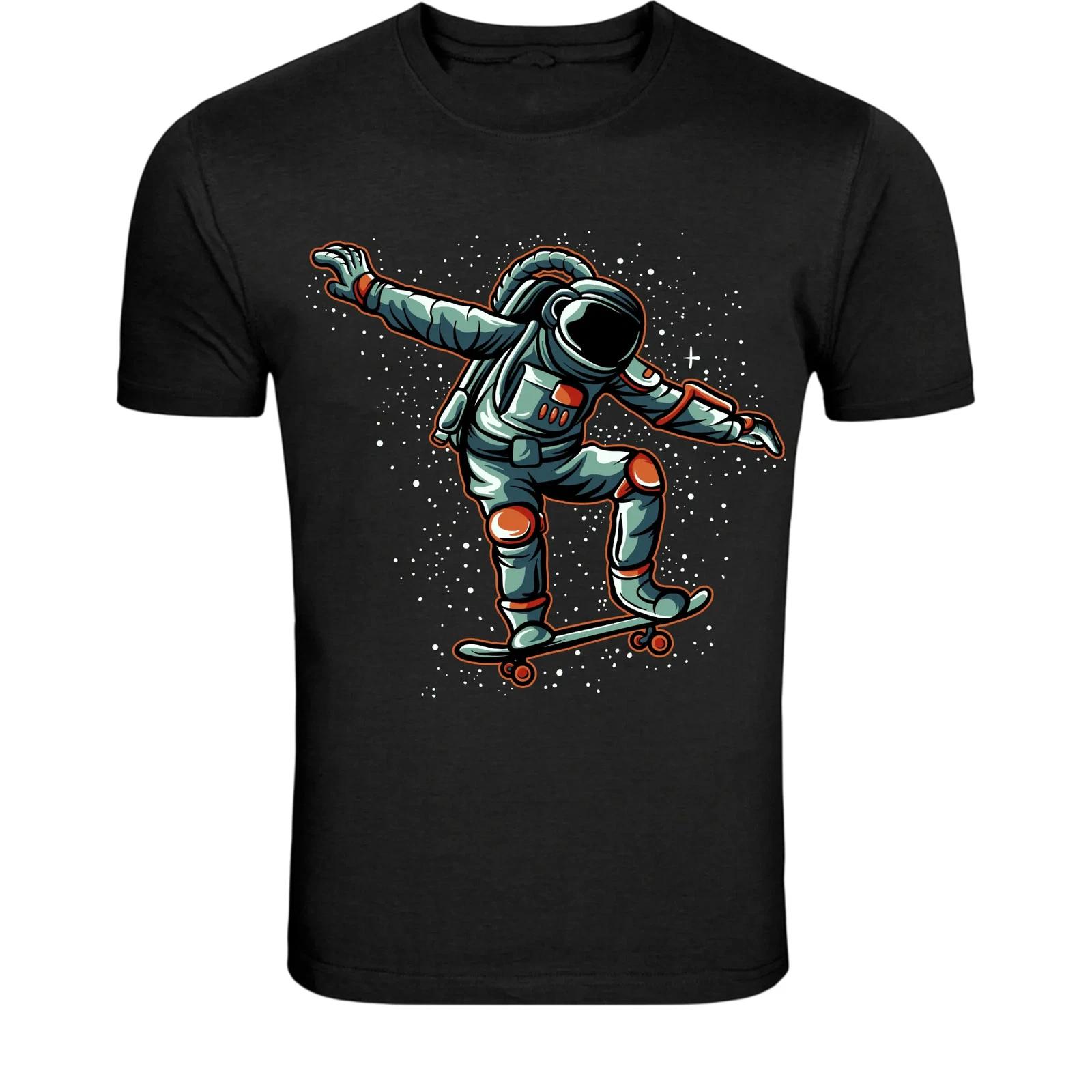 Футболка с астронавтом на скейтборде - Космический скейтбордист Космический графический принт L