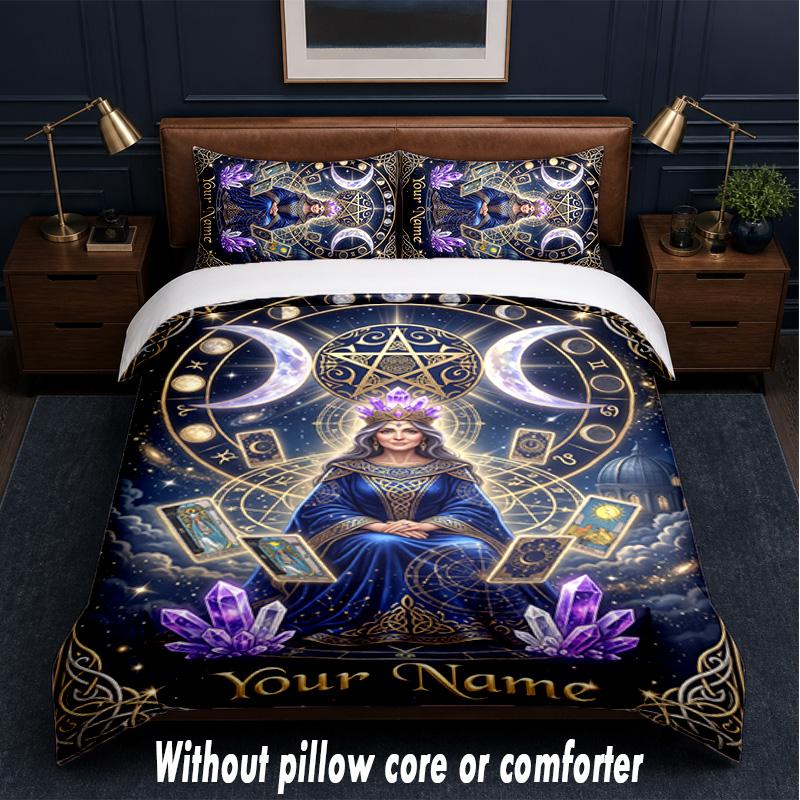 Witchcraft Theme Custom Text Or Name 3Pcs Bedding Set,1 Flat Sheet & 2 Pillowcases Personalized Home Bedding