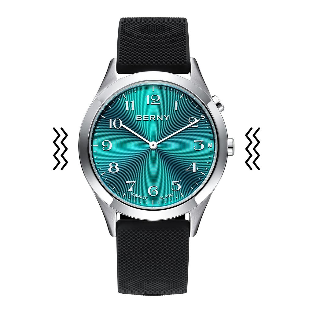 BERNY Vibration Hidden OLED Vibration Configurable Specially Designed for Elderly and Hearing Impaired People Water Resistant to 3 Blue Watch, Watch,