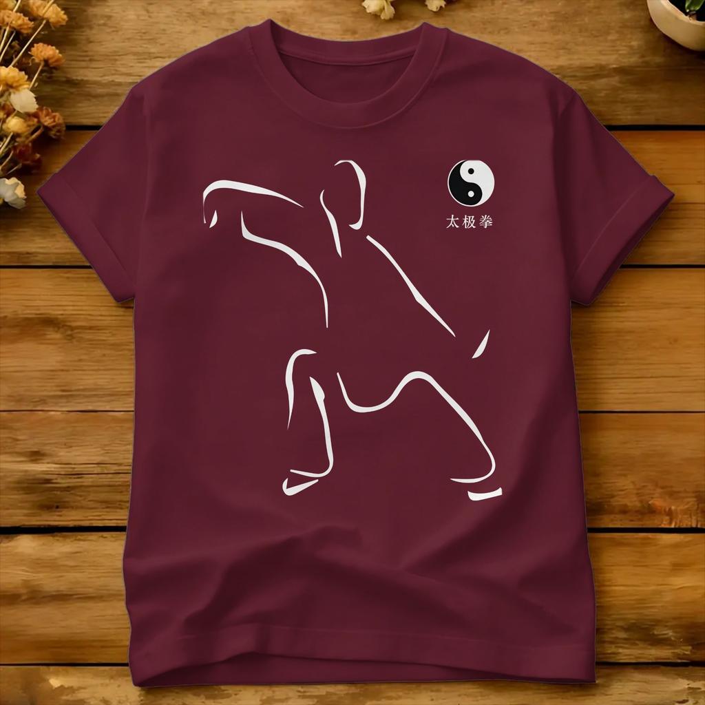 Tai Chi Yin Yang Goldenes T-Shirt Sommer Trendige T-Shirts Baumwolle Rundhals Übergroße Kleidung Kurzärmeliges Ästhetisches T-Shirt