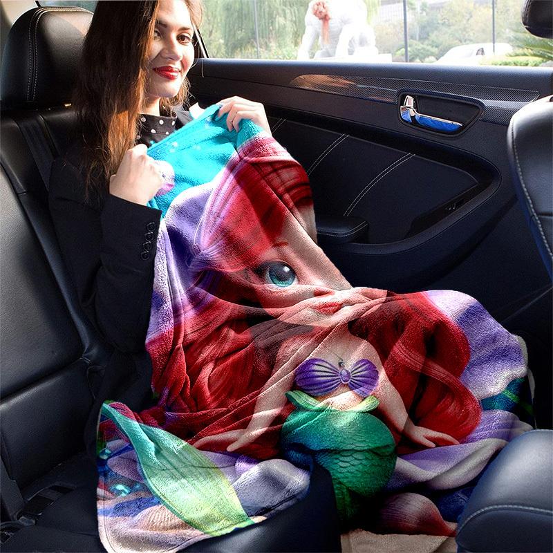 1PC Cartoon Mermaid Blanket, Sea Shell Design, Soft Flannel Throw Blanket, Versatile & Cozy for Bedroom, Soft Throw for Bedding, Couch, or G