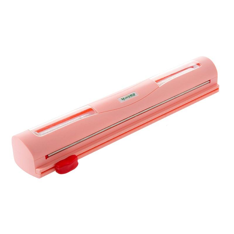 Plastic Wrap Dispenser with Slide Cutter Reusable Foil & Sealing Film Cutter Kitchen Storage Accessory Adjustable Length