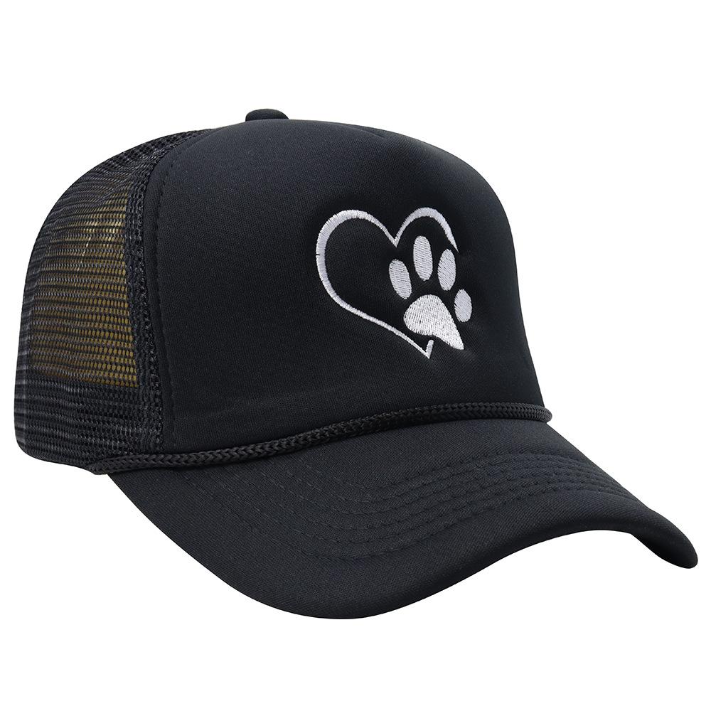 

Fashion Love Dog Paw Embroidery Baseball Cap Men And Women Summer Breathable Mesh Sunshade Trucker Hat For Outdoor Travel 56-58cm чорний