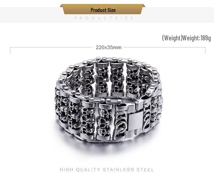 Men's Titanium Steel Skull Punk Bracelet Jewelry Accessory