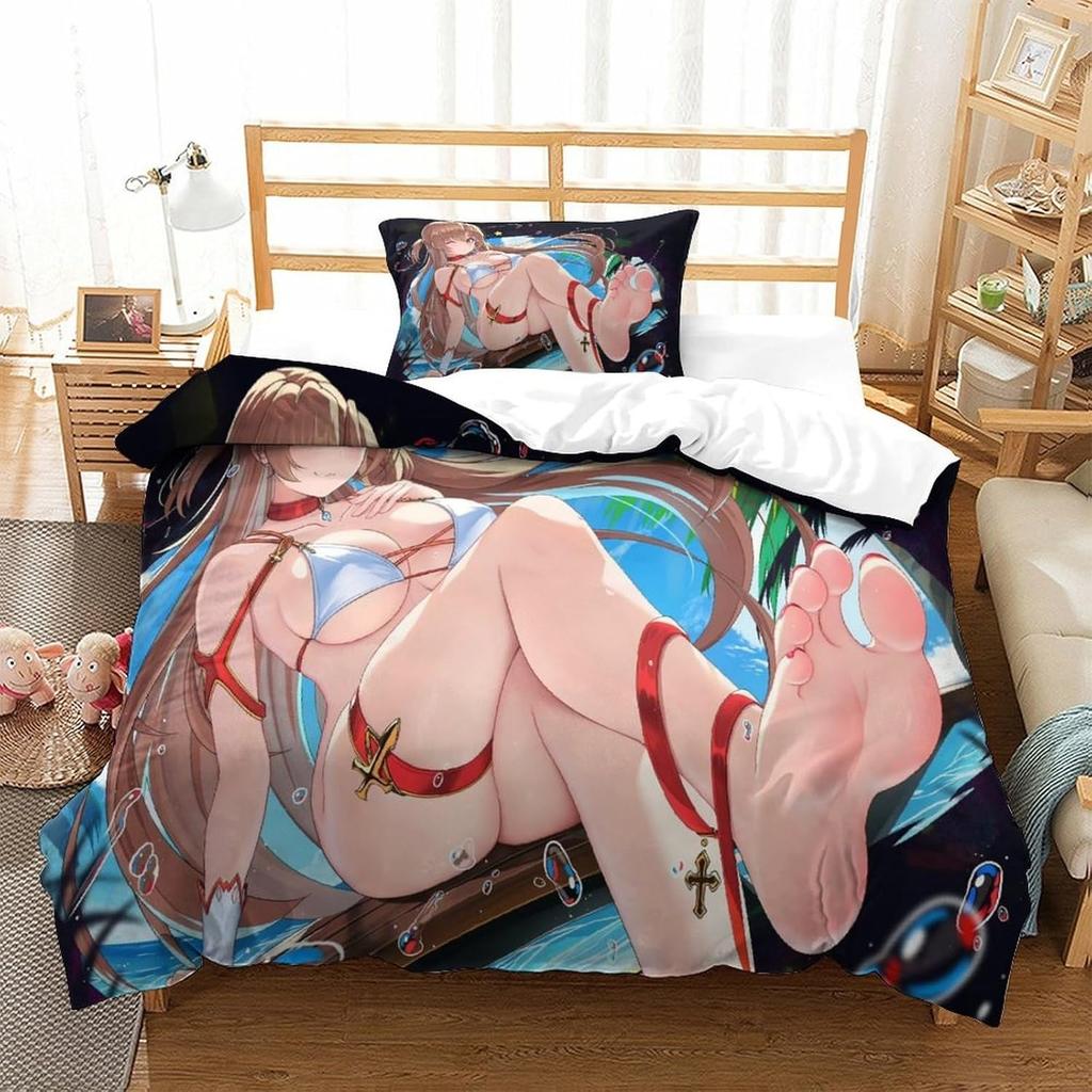 Full and sexy girl boy children's down duvet cover bedding set 3D printed anime girl bed super soft ultra-fine fiber and pillowc