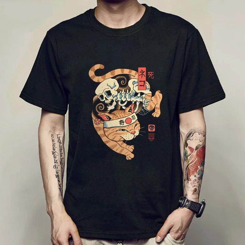 

Новая летняя модная футболка Kawaii Harajuku аниме-футболка с котом, мужская футболка с коротким рукавом и круглым вырезом, японская летняя футболка с коротким рукавом XXXXXL небесно-голубой