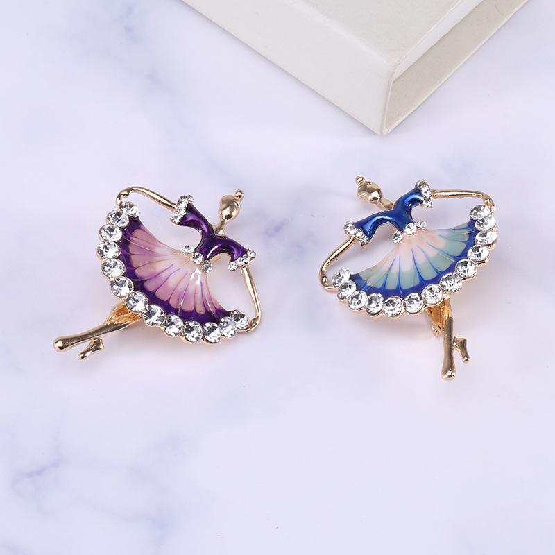 SKEDS Fashion Enamel Dancer Women Brooch Elegant Women Crystal Metal Accessories Creative Brooches Pins Clothing Suit Buckle Pin