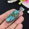 Tibetan Turquoise Gemstone 925 Sterling Silver Jewelry Pendant 2.05" KG-132