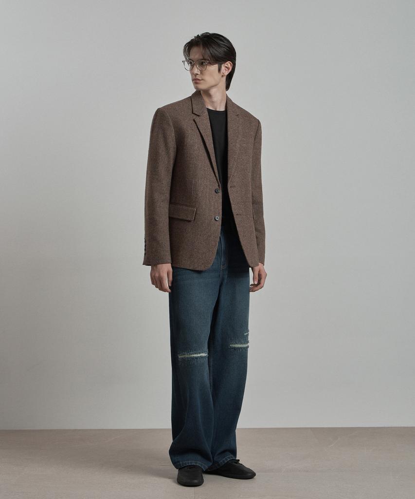 WORK ON BODY OFF Lane Semi-Overfit Check Wool Blazer [Brown]