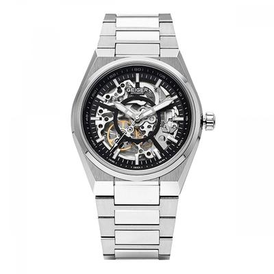  Official HeadquarterS Genuine  Geiger Ge1228bS Skeleton Dial Men S Metal Watch