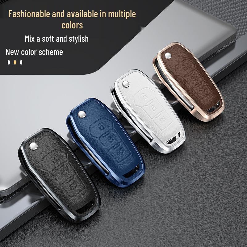 Ford Schlüsselhülle: Edge, Focus, Mondeo Echtleder & Metall Schlüsselanhänger