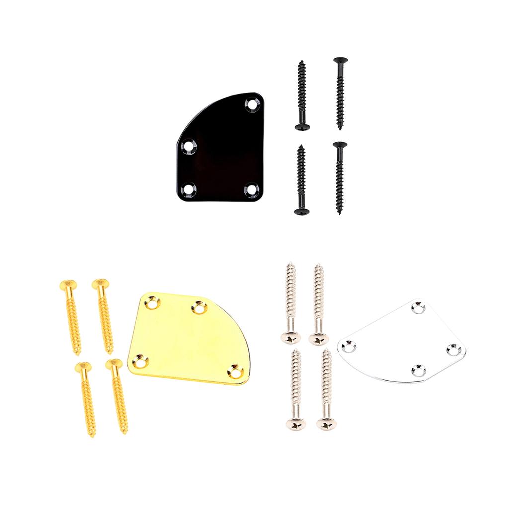 Metal Guitar Neck Plate 4 Holes Guitar Neck Joint Board Mounting Plate Electric Guitar Bass Replacement Parts Durability