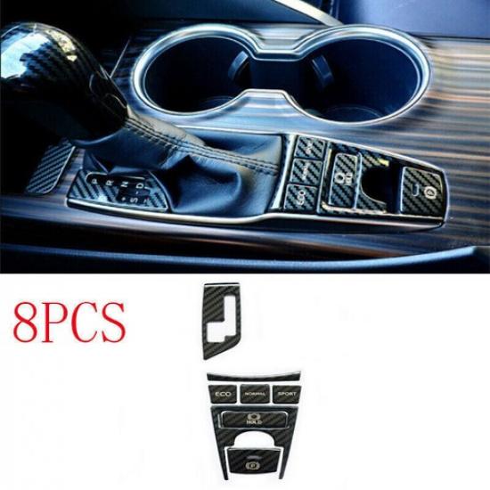 Carbon Fiber Steel Console Button Stickers Cover Trim For Toyota Camry 2018-