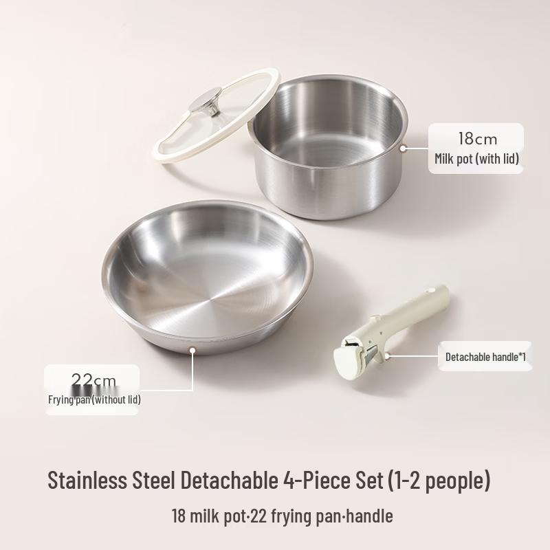 Yingtang Stainless Steel Cookware Set with Detachable Handle