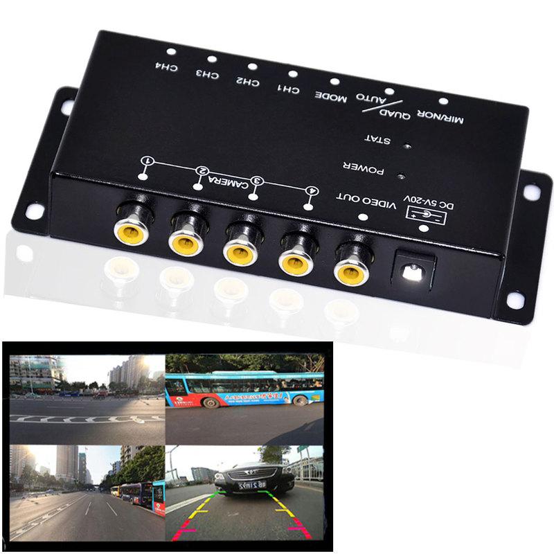 IR control 4 Cameras Video Control Car Cameras Image Switch Combiner Box For Left view Right view Front Rear Parking Camera Box 12 V
