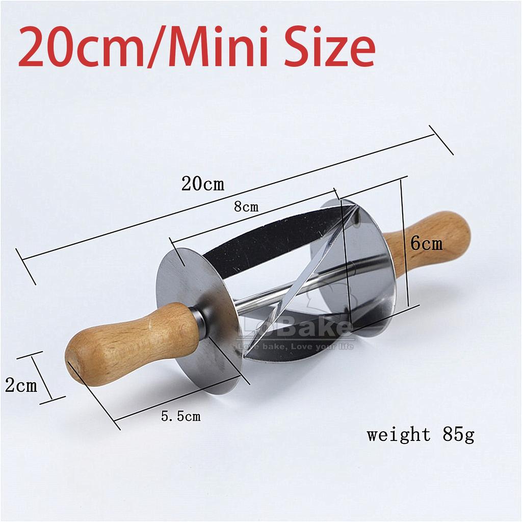 Edelstahl Croissant Maker Trigon Rollmesser Teigschneider Pizza mit Holz- und Kunststoffgriff DIY Backzubehör