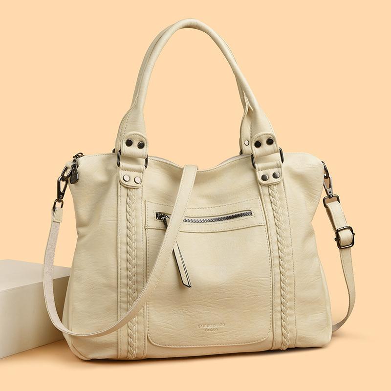 Damen Retro Motorradtasche, Ein-Schulter Umhängetasche, Tragetasche, Modische Großraumtasche