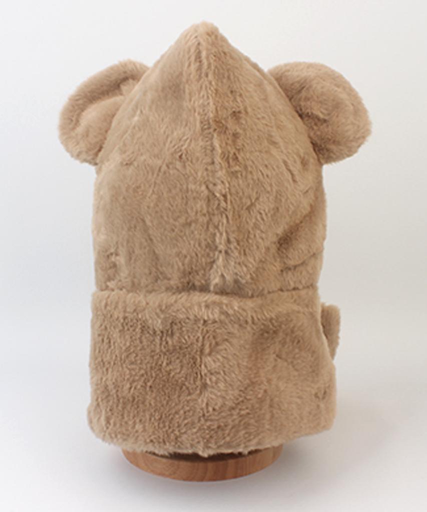 Yunibeosyeolkemiseuteuli Bear Fur Beige Hood Muffler Hat