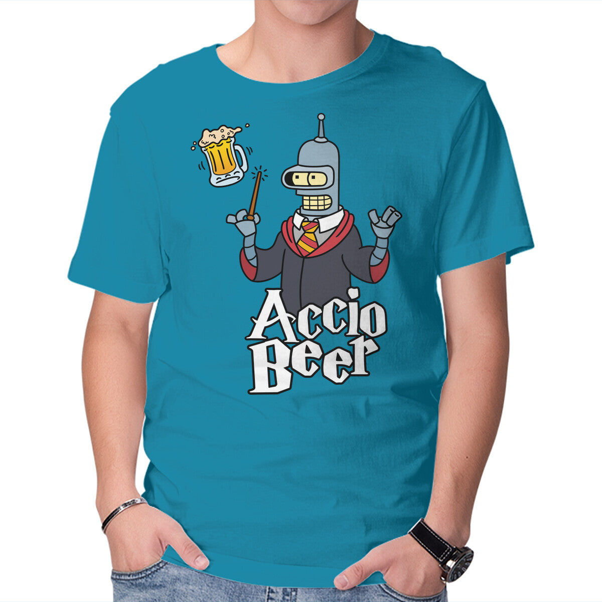 Unisex Crew Neck T-Shirt Accio Beer Graphic Short Sleeve Casual Tee M