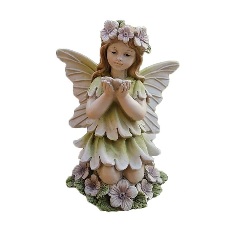 Antike Blumenfee Harzhandwerk Gartendekoration Mikro-Landschaft Ornament Engelskulptur Für Außen Terrasse Und Hofdeko
