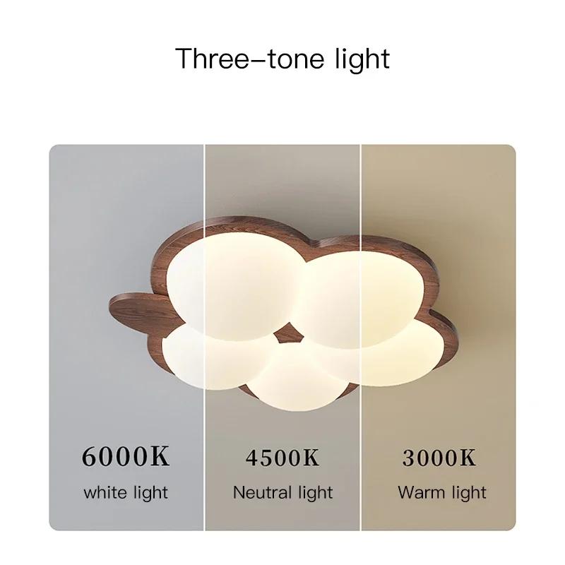 Creative LED Chandelier for Children's Room Nursery Boys and Girls Creative Cloud Ceiling Lamp Walnut Wood Colour Smart Lighting