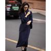 Women's Half-Zip Turtleneck Knit Dress with Belt