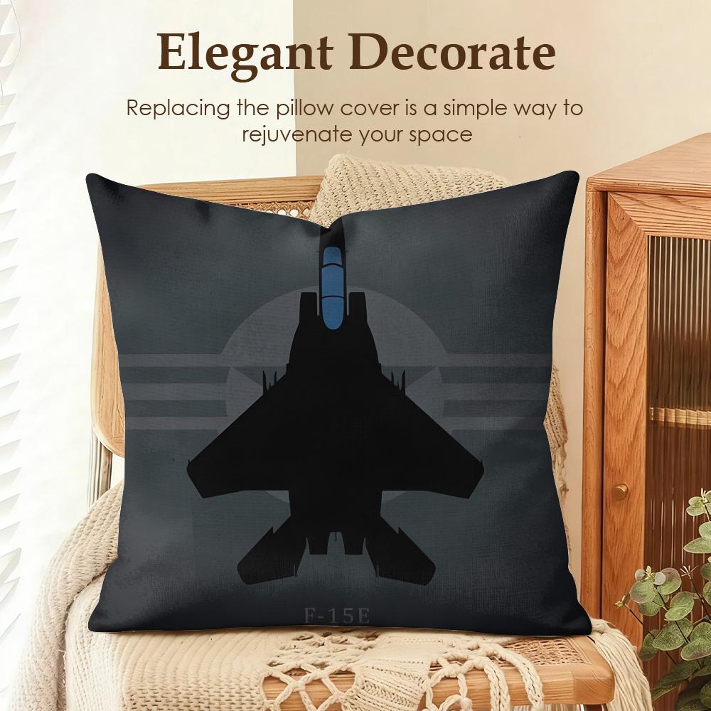 Fighter Jet Enthusiast Cool Cushion Cover Natural Linen Organic Fabric DoubleSided Printing Sofa Home Decor Gift Pillow Case