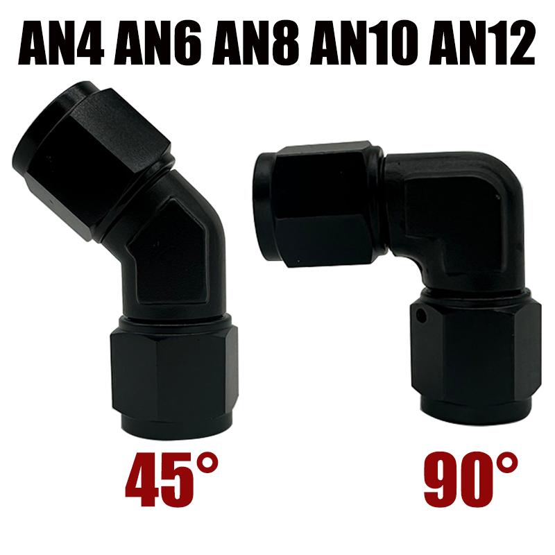 4AN 6AN 8AN 10AN 12AN Female Thread To Hose End Pipe Adapter for Braided Line 45 90 Degree Swivel Elbow Oil Cooler Hose Fittings