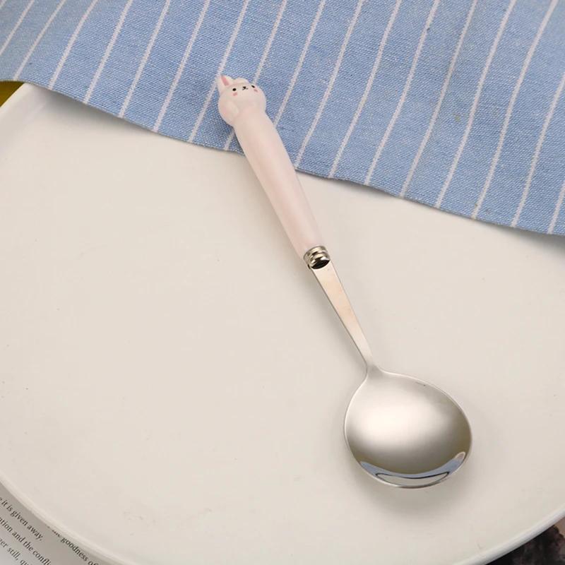 Ins Cartoon Bear Dragon Spoon Fork Chopsticks Cutlery Set for Children Kids School Cute Portable Stainless Steel Tableware