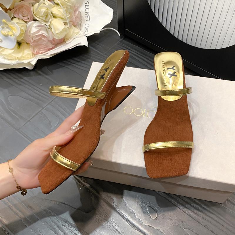 Fashion Wedge French Sandals with Abnormity with 2025 New Summer Temperament Niche Strap Sandals