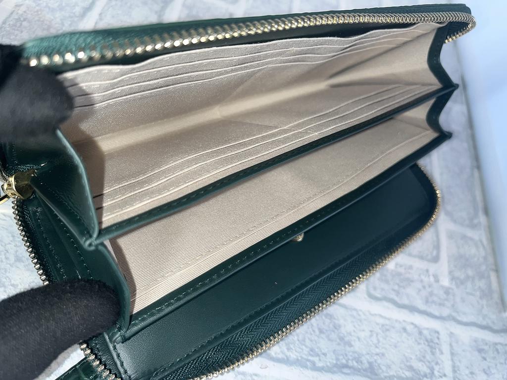 GUODI Long Wallet with Round Zipper, Genuine Crocodile Leather, Matte Finish, TK-RP10LW6 (Cyprus Green)