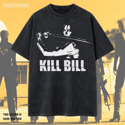 Kill Bill Graphic T-Shirt and Kids T-Shirt – Vintage Washed Samurai Sword Movie Tee, Unisex Streetwear