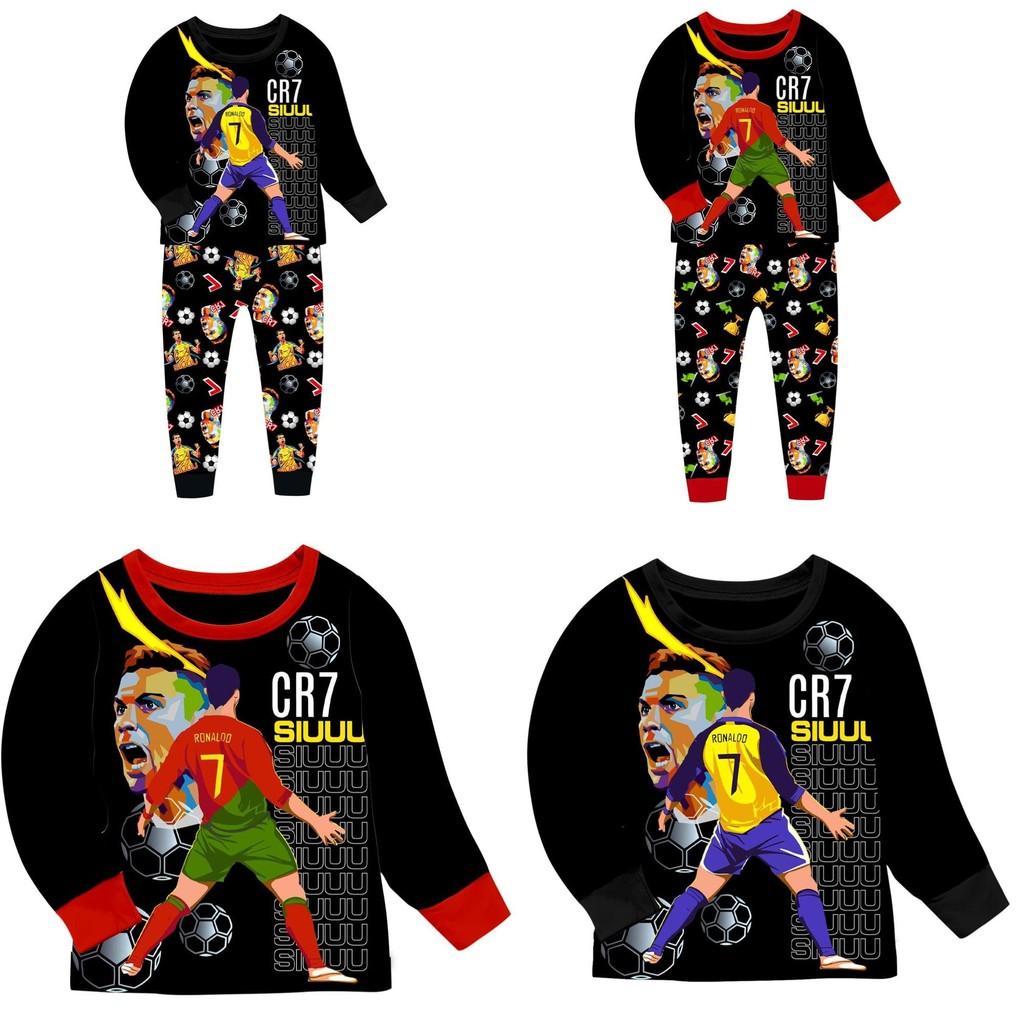 Cr7 Pattern Kids Pajama Set With Soft Fabric Cartoon Pattern For Boys And Girls