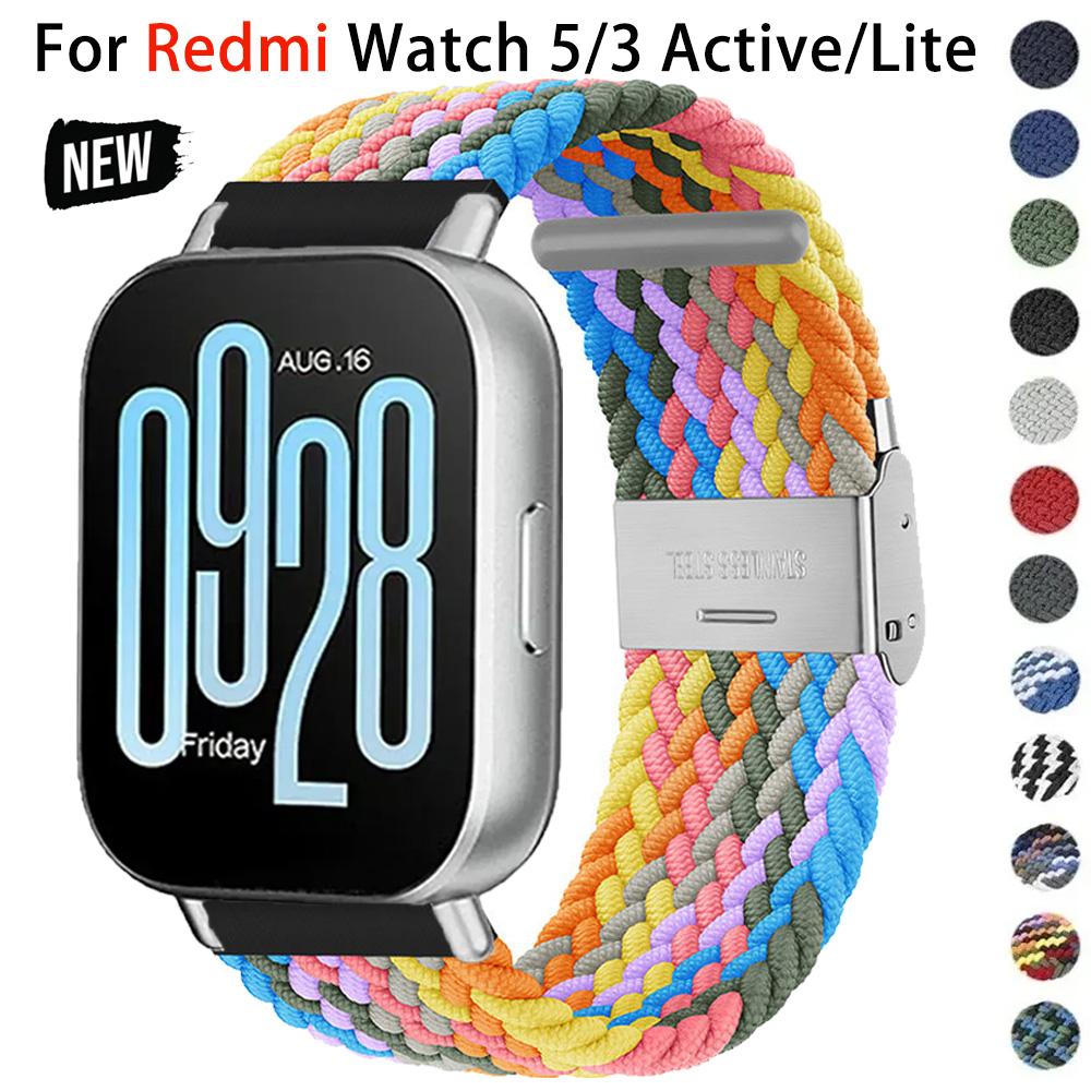 22mm Elastický Pletený Řemínek Pro Redmi Watch 5/3 Active Náramek Nylonový Nastavitelný Rychloupínací Náramek Pro Redmi Watch 3/5 Lite