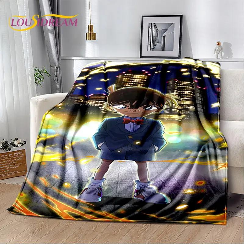 Detektyw Conan Cartoon Anime miękki pluszowy koc, flanelowy koc rzut koc do salonu sypialnia kanapa z funkcją spania narzuta na piknik 3D